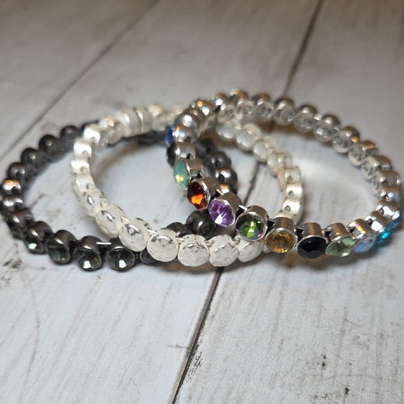 Plunder Jewelry - Plunder Silver and Multicolor Gemstone Bracelets